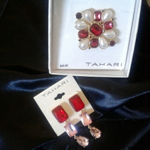 NWT  Set Tahari brooch and earrings